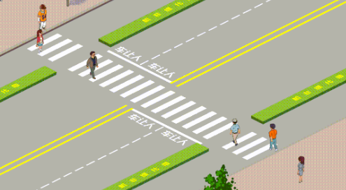 強行穿插，造成行人行進中斷