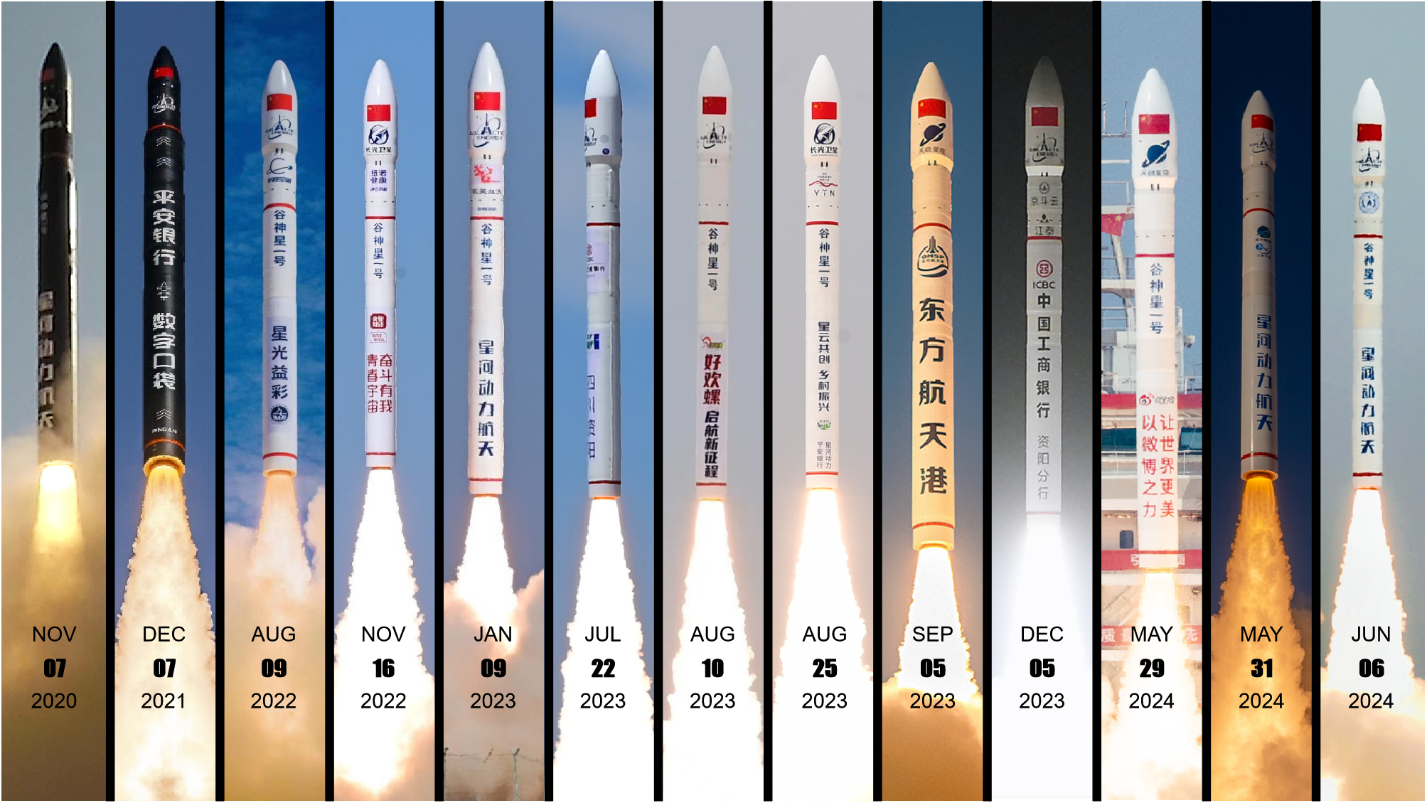 谷神星一號固體火箭13次發(fā)射任務(wù)發(fā)射集錦