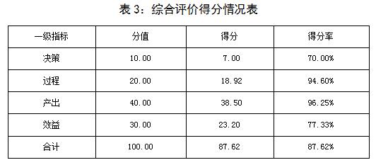 表3：綜合評(píng)價(jià)得分情況表