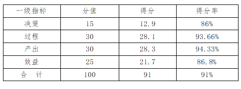 綜合評(píng)價(jià)得分情況表