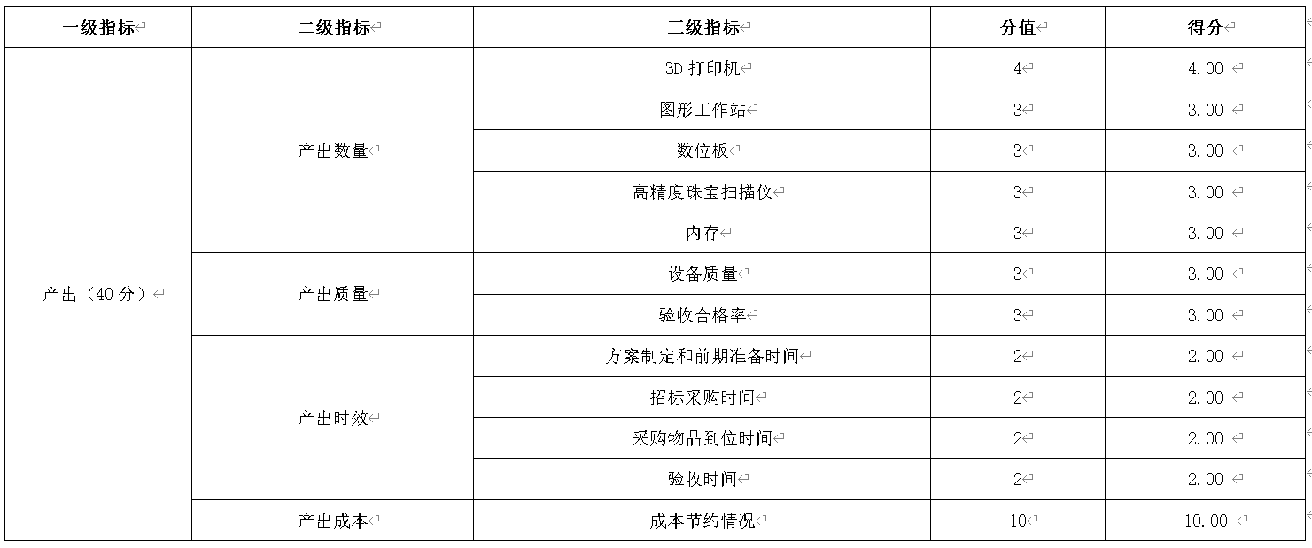 表5：產(chǎn)出指標(biāo)設(shè)定及評(píng)分情況表