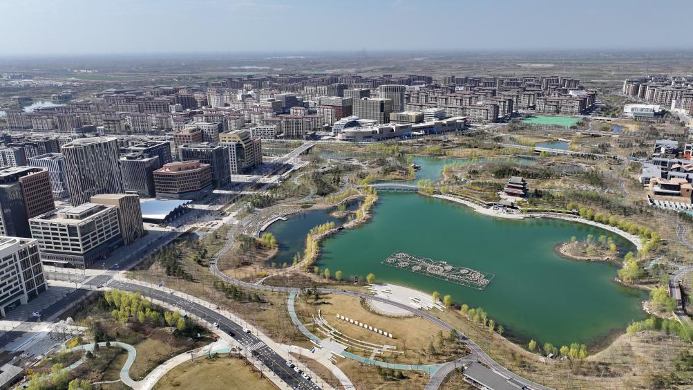 這是雄安新區(qū)金湖公園（2024年3月29日攝，無人機照片）。
