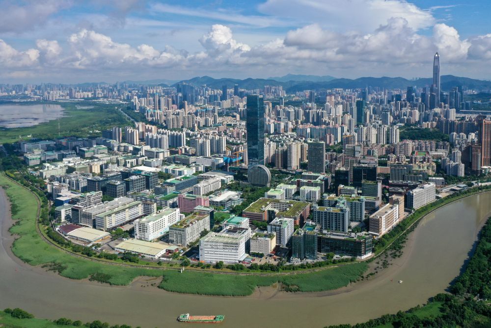 俯瞰河套深港科技創(chuàng)新合作區(qū)深圳園區(qū)（2023年8月23日攝，無人機(jī)照片）。