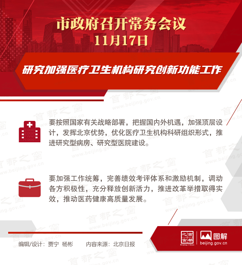 市政府常務會議：研究加強醫(yī)療衛(wèi)生機構(gòu)研究創(chuàng)新功能工作