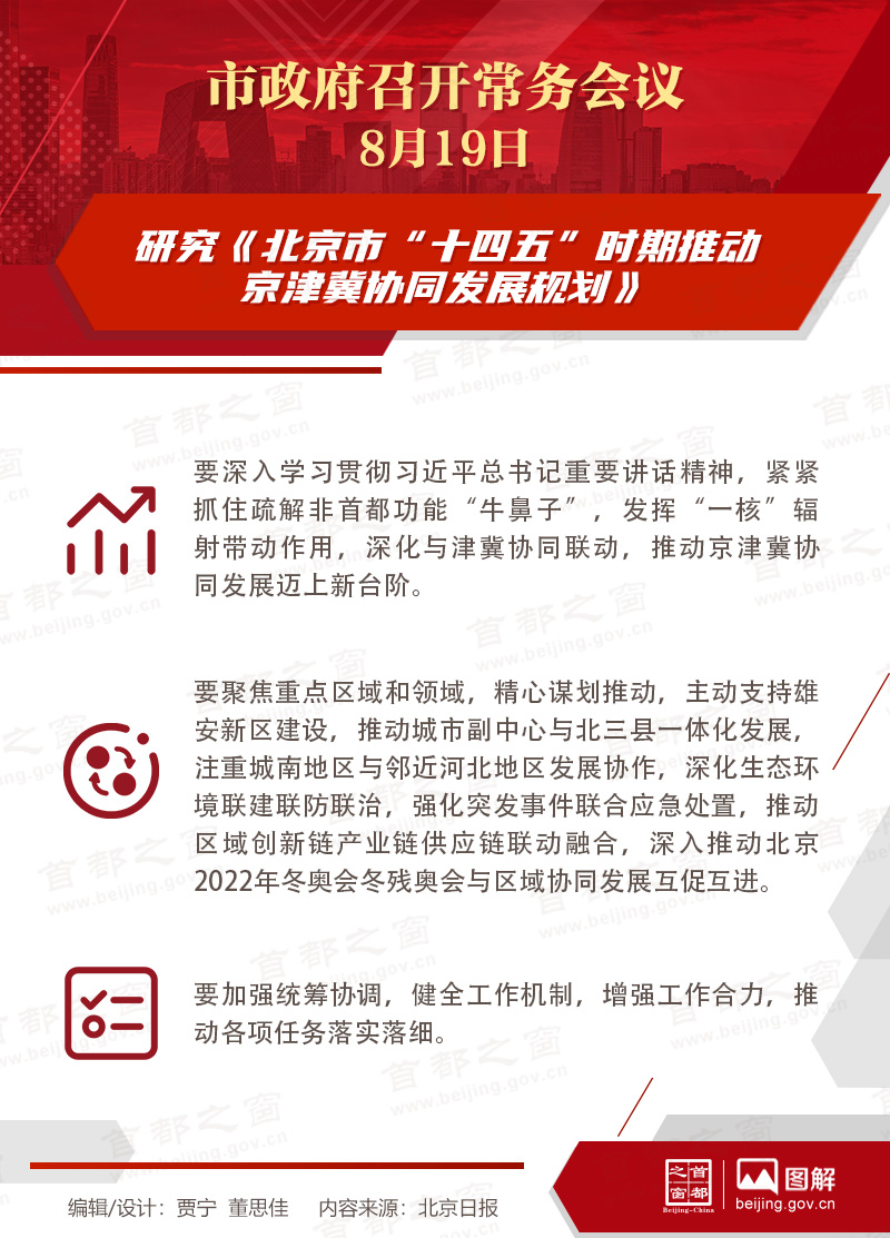 市政府常務(wù)會議：研究《北京市“十四五”時期推動京津冀協(xié)同發(fā)展規(guī)劃》