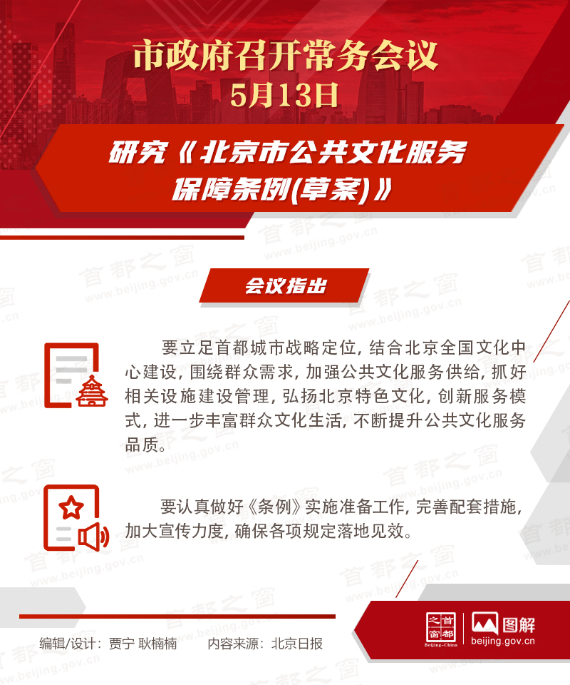 市政府常務(wù)會議：研究《北京市公共文化服務(wù)保障條例(草案)》