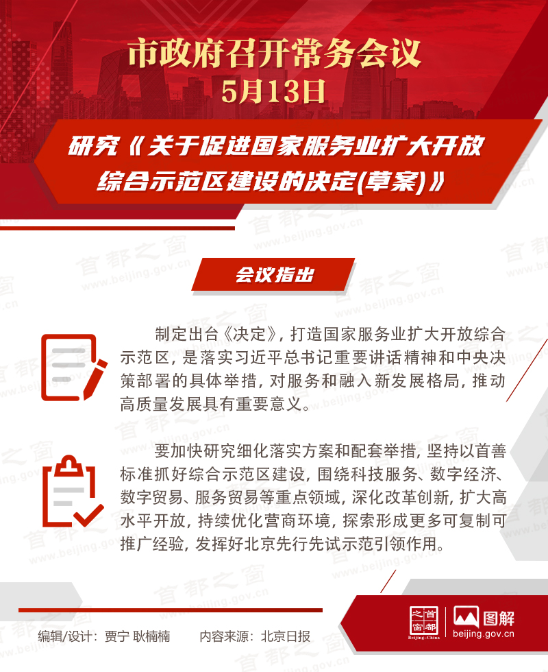 市政府常務(wù)會議：研究《關(guān)于促進(jìn)國家服務(wù)業(yè)擴(kuò)大開放綜合示范區(qū)建設(shè)的決定(草案)》