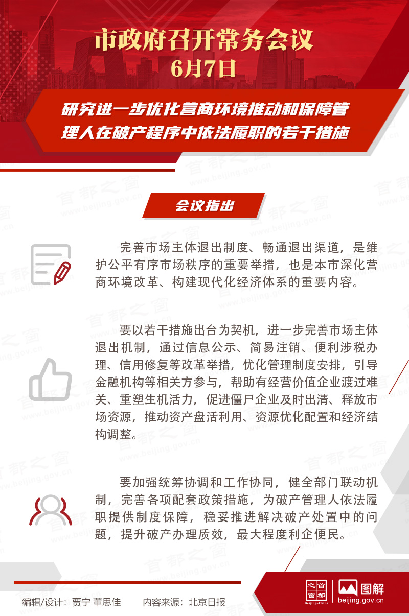 市政府常務(wù)會(huì)議：研究進(jìn)一步優(yōu)化營(yíng)商環(huán)境推動(dòng)和保障管理人在破產(chǎn)程序中依法履職的若干措施