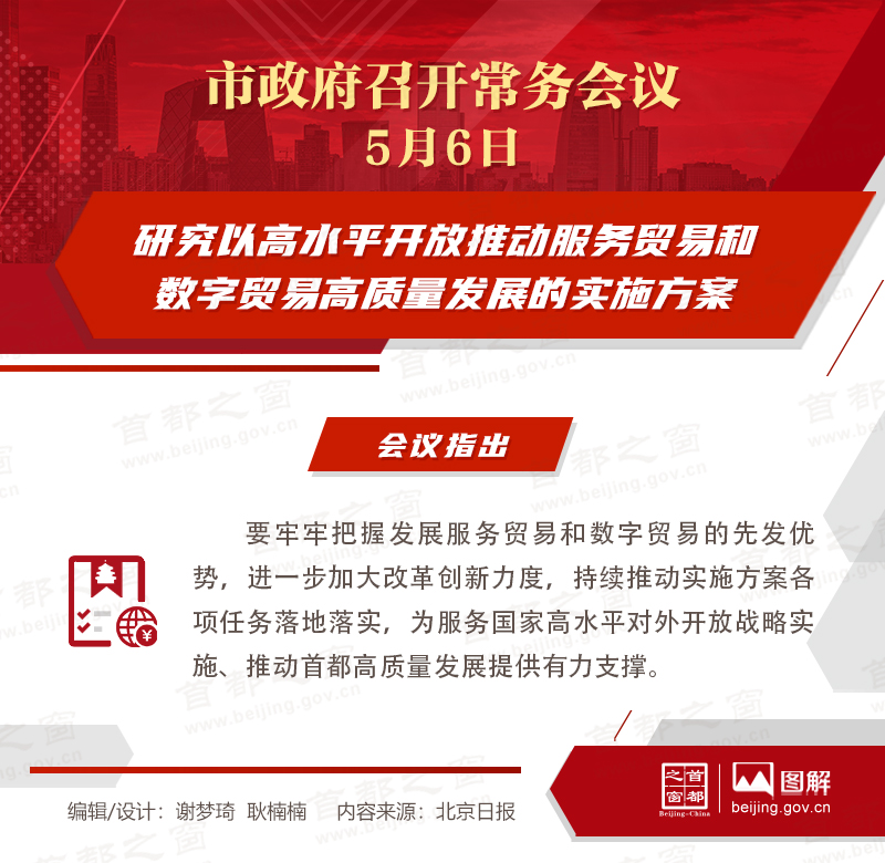 市政府常務(wù)會(huì)議圖解：研究以高水平開(kāi)放推動(dòng)服務(wù)貿(mào)易和數(shù)字貿(mào)易高質(zhì)量發(fā)展的實(shí)施方案