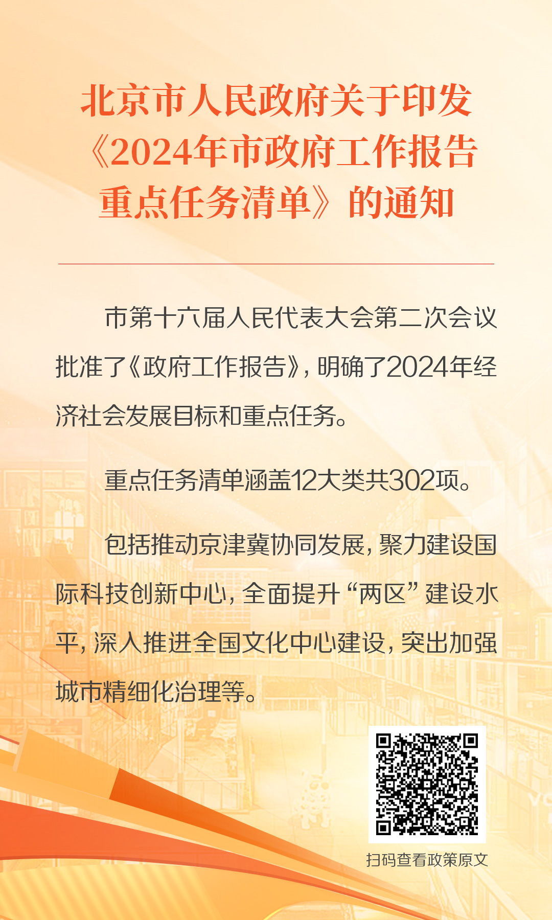 海報(bào)：北京市人民政府關(guān)于印發(fā)《2024年市政府工作報(bào)告重點(diǎn)任務(wù)清單》的通知
