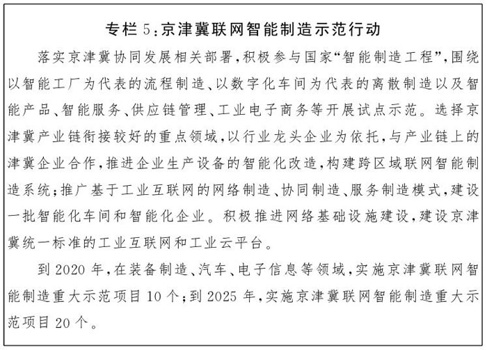 專欄5：京津冀聯網智能制造示范行動
